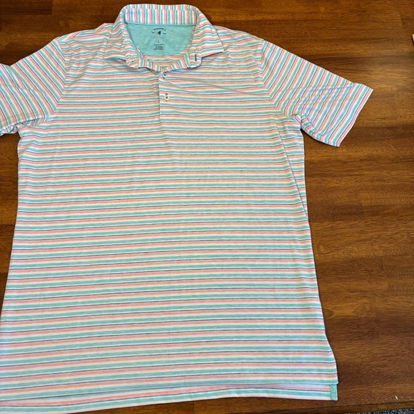 Johnnie-O Men's Top Shelf Striped Polo Shirt - Blue, Pink, White - Picture 5 of 9